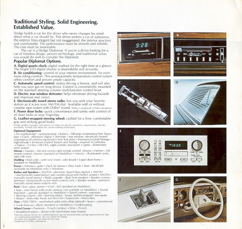 1985 Dodge Diplomat Brochure Page 6